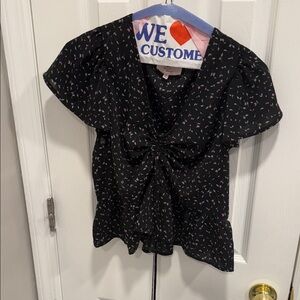 Chic Black Blouse with Pink Accents